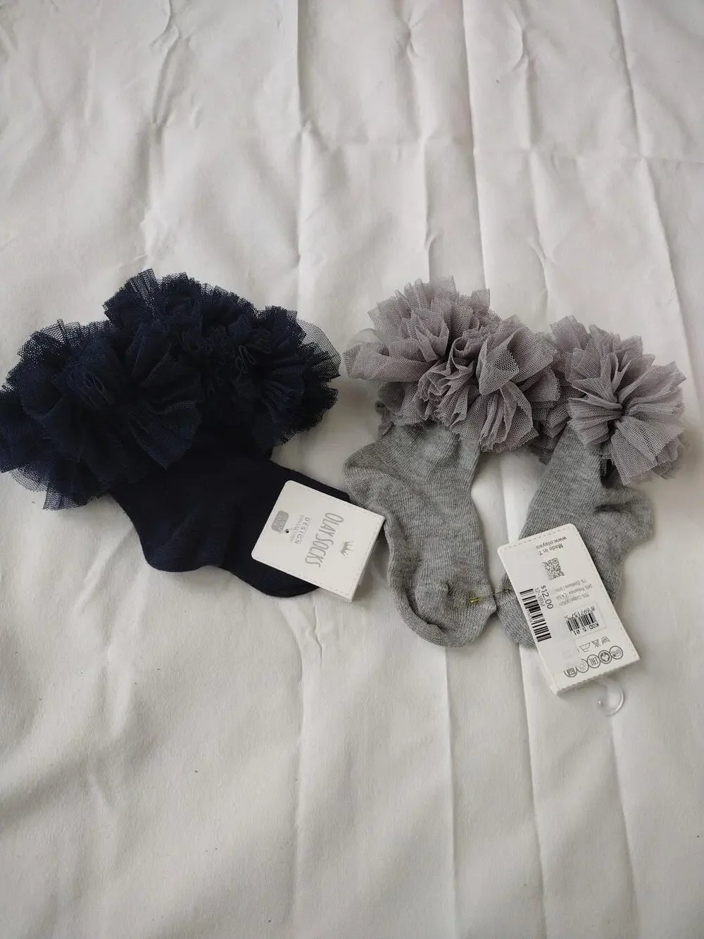Olay Socks Ankle Socks Baby Girls 12-18 Months Multicolor Tulle Ruffle 2 Pack
